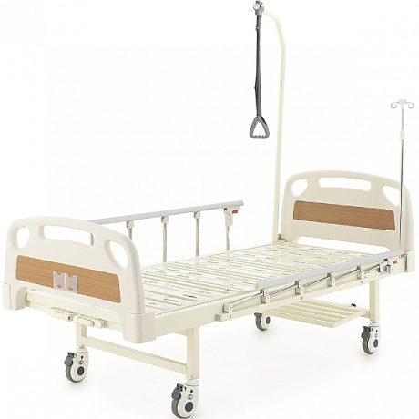 Кровать медицинская Med-Mos механическая E-8 с инфузионной стойкой, рамой для подтягивания, боковыми ограждениями. Изображение 4 из 5